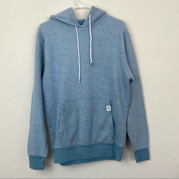 FEAT BlanketBlend Blue Hoodie Front Pocket SZ Medium - Picture 2 of 10